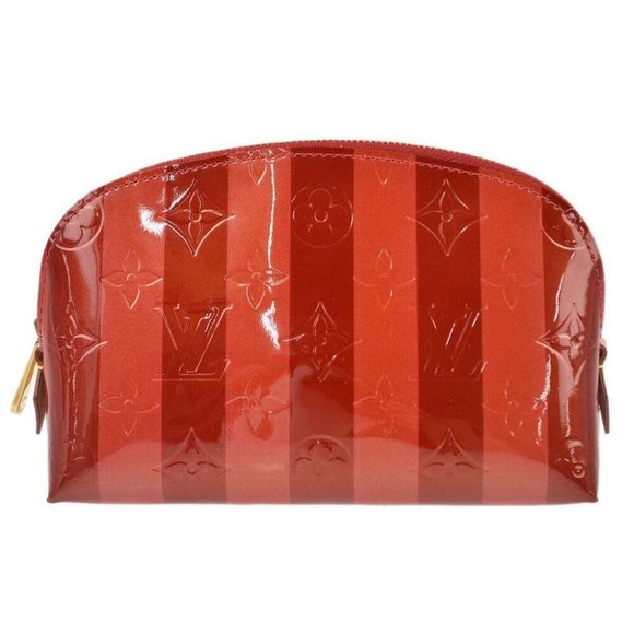 Louis Vuitton Red Vernis Rayure Pochette Cosmetic - Picture 2 of 7
